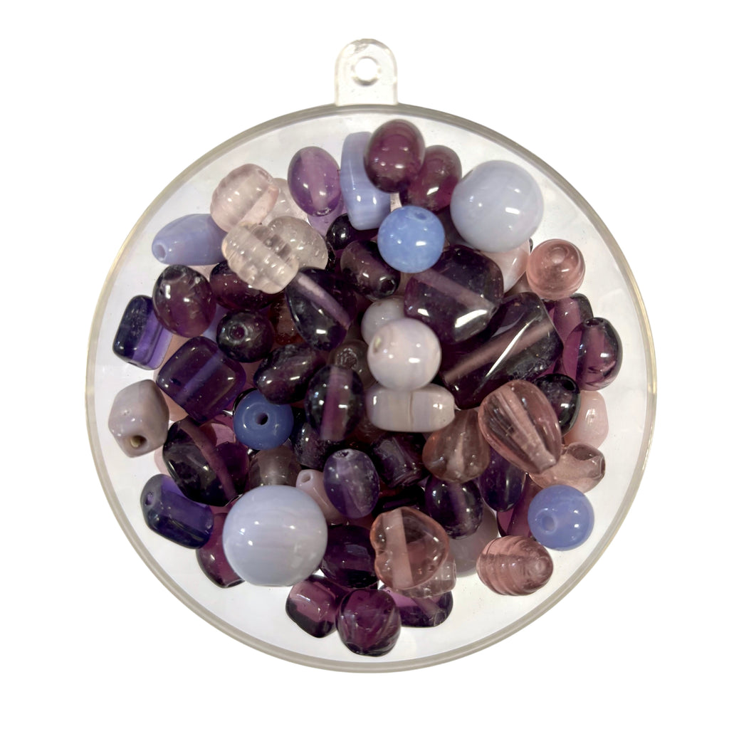 Craftworkz Assorted Glass Beads in a Purple colour mix.