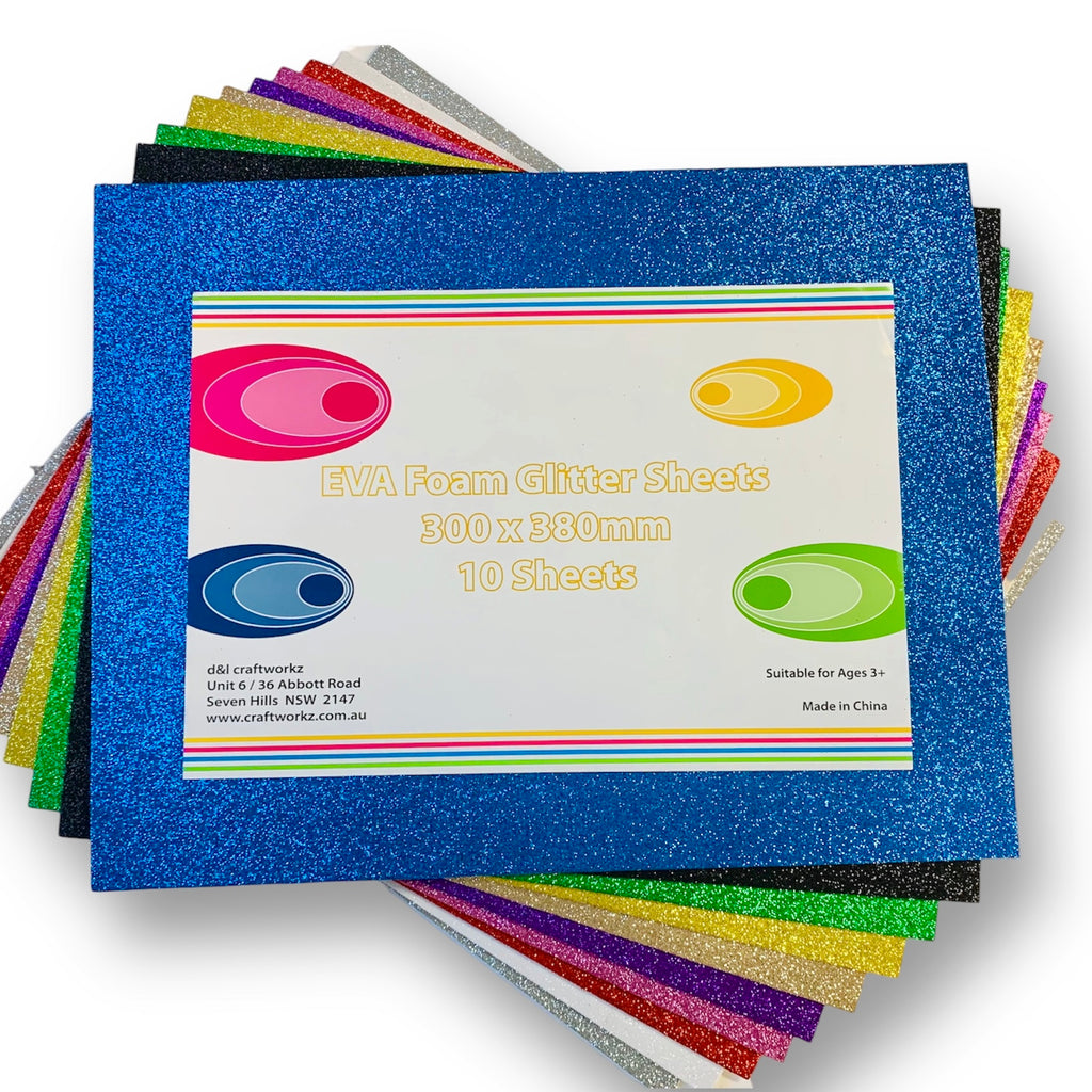 10 Vibrant Glitter EVA Foam Sheets - Perfect for Arts, Crafts, and